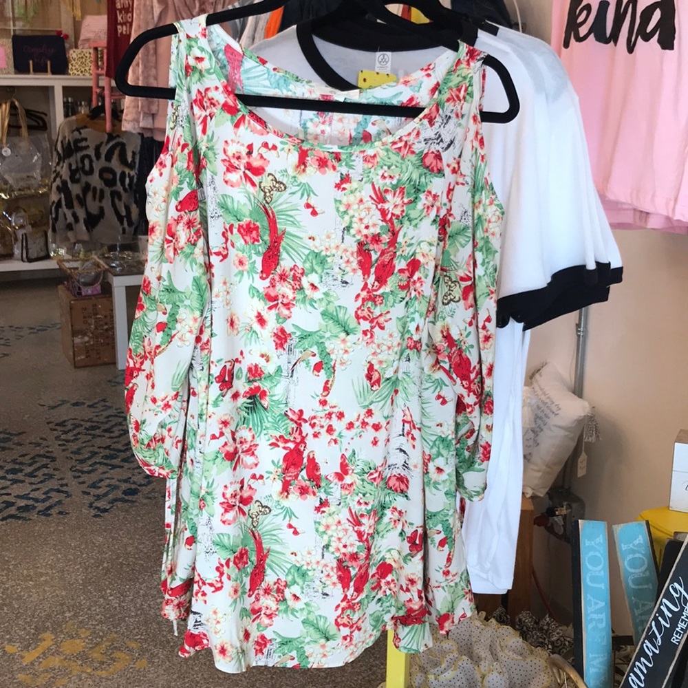 Flowy cold-shoulder blouse